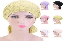 New Women Bubble Cotton Hat Stretch Chemo Cancer Cap Solid Colour Elastic Beanie Bonnet Turban Hair Loss Cover Headscarf Headwear873403225