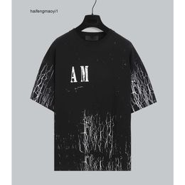 Clothing fashion Mens amari T-Shirt Sleeve amirl T SHIRT amis Designer Tshirts AM Splash ink amar Men Short miri Summer Tops new T Shirt Male Fashion bling tshirt