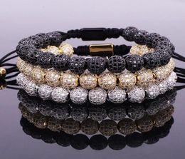 Luxury Men Jewelry Bracelet CZ Micro Pave Ball Beads Woven Custom For Women Gift Valentine039s Day Holiday Christmas9733515