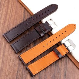 Retro Genuine Leather Strap Oil Wax Watch Band High Quality Business Mens Crazy Horse 20mm 22mm 240116