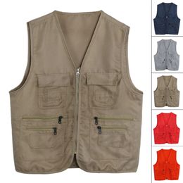 Men's Multi Pocket Travellers Fishing Pography Director Casual Outdoor Vest Quickdry Breathable Waistcoat Jacket Coat 240116