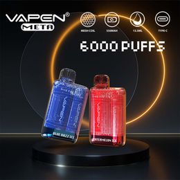 Puff 6000 Disposable Vape VAPEN META 6000 PuffS 6000 vapes E Cigarette With 550mAh Rechargeable Battery Mesh Coil 13.5ml Prefilled vape pen