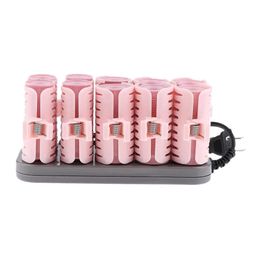 10pcs/set Electric Hair Rolling Roller Hair Curling Curler Clip US Plug Premium Style 240117