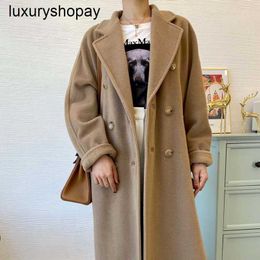 Designer Maxmaras Cashmere Coat Womens Wool Coats m Family Classic Camel Double Breasted 101801 Womens 2024 Autumnwinter Mid Length Woollen LFTL