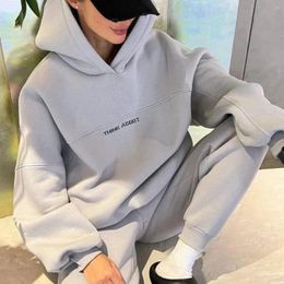 Women's Hoodies Autumn And Winter Female Thickened 200g Fabric Fashionable Printed Hoodie Intensification Sports Leisure Suit