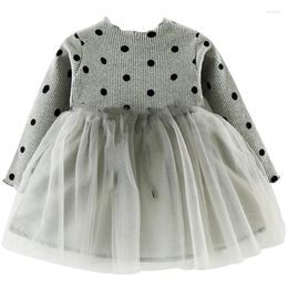 Girl Dresses Spring Autumn Baby Clothes Korean Cute Dot Cotton Long Sleeve Lace Toddler Born Birthday Princess Dress BC1670