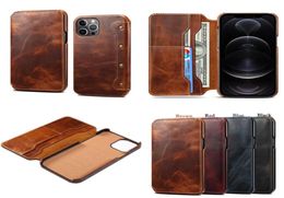Genuine Cowhide Folio Phone Case for iPhone 13 12 Mini 11 Pro Max XR XS Samsung S10 S9 Note9 Dual Card Slots Real Leather Wallet C2464112