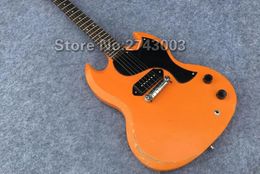 Heavy Relic SG Junior Electric Guitar Orange Color P90 Pickup Chrome Hardware Free Shipping Custom Shop Aged Guitarra