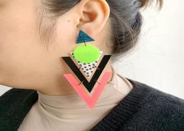 Colourful Triangle Dangle Earring Woman Geometric Large Drop Earrings for Women Fashion Jewellery Acrylic Accessories4702829