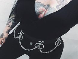 2020 Fashion Women Gothic Black PU Belts Chain Hidden Button Goth Cosplay Punk Style Hip Hop Female Belt Casual Gothic Belt T200423365231