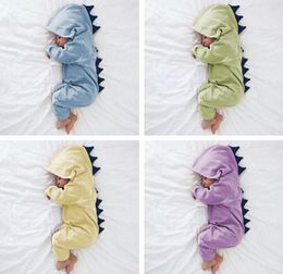 Cartoon Dinosaur Design Hooded Baby Rompers Newborn Clothing Cotton Long Sleeve Jumpsuits Boys Girls One Piece Suit Baby Clothes 61180464