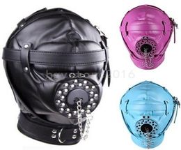 Full Head Mask Hood Mouth Plug Headgear Blindfold Restraint Roleplay Slave Game R567507720