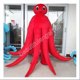 Halloween Red Squid Mascot Costume High Quality Customise Cartoon Plush Tooth Anime theme character Adult Size Christmas Carnival fancy dress