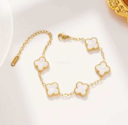 Jewelry actress Designer new four-leaf broad female South simple ins five-flower fritillary luck clover bracelet Girl gift wholesale