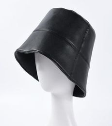 New Autumn Winter Women Hats Fashion Lady PU Leather Waterproof Bucket Rain Hat Foldable Fishmen Cap Whole 2011046381878