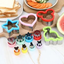 12Pcs Fruit Cutters for Children Kids Food Cookie Sand Mould Maker with Shapes Vegetable Bread Mould Set Kitchen Bento Tools 240129