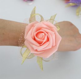 Bride Bridesmaid Wrist Flower Corsage Bridesmaid Sister Hand Flowers Wedding Ball Artificial Silk Flower Bracelet 2305474