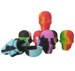 5pcslot 15ml skull containers assorted color silicone container for Dabs Round Shape Silicone Containers wax Silicone Jars Dab co5360676