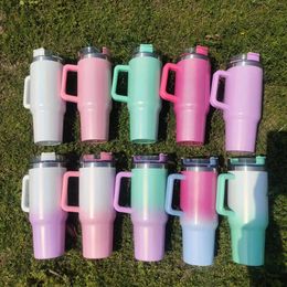 40oz Mug Tumbler With Handle Insulated Tumbler With Lids Straw Stainless Steel Coffee Tumbler Termos Cup for Travel Thermal Mug 240117