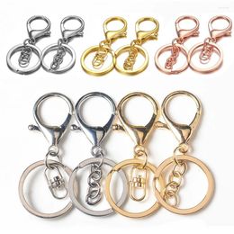 Keychains 5pcs/lot Metal Lobster Clasp Hooks 35x65MM Keychain Swivel Split Key Ring Plated Gold DIY Jewellery Making Findings Supplies