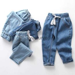 Jeans Lawadka verão fino crianças meninos jeans calça algodão crianças menino menina calça de jeans casual idade de alta qualidade para 2-10 anos H240508
