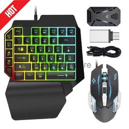 Keyboards Gaming Keyboard And Mouse Combo Rgb Backlit One Hand Keyboard Mice With Converter Adapter Set For PS4 PS5 Xbox Switch J240117