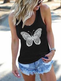 Women's Tanks Seeyoushy Harajuku Fashion Shirt Butterfly Print Tank Top Women Funny Sleeveless Loose Summer Casual 90s Girls T