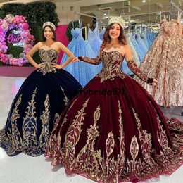 Burgundy 2021 Ball Gown Quinceanera Dresses Bridal Gowns Sweetheart Long Sleeve Sweet 16 Dress vestidos de xv a os anos202G