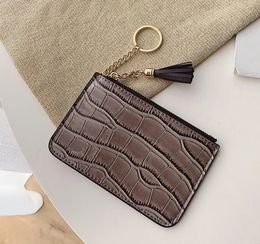 10pcs Women PU Alligator print Coin Purses Short Flap Min Card holder Tassel Keychain Card Purse