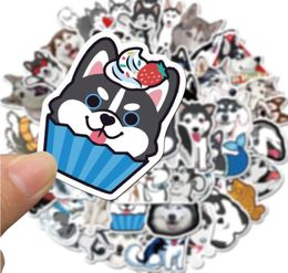 50 Pçs / lote Todo Adorável Cão Husky Adesivos Para Crianças Brinquedos Adesivos À Prova D 'Água Para Notebook Skate Laptop Bagagem Car1966153