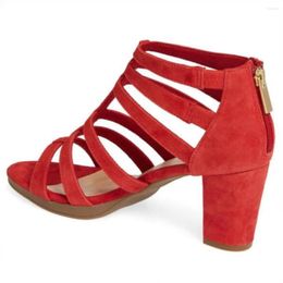 Sandals SHOFOO Shoes Fashion Women's High Heeled Sandals. About 6 Cm Heel Height. Summer Shoes. Suede Zippered SIZE34-45