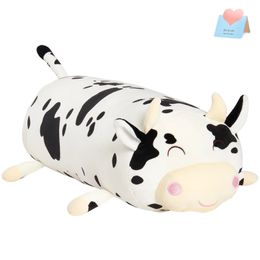 48cm Cow Long Doll Soft Throw Pillows Plush Toys Cute White PP Cotton Pillows Stuffed Animals Sofa Home Cushion for Girls Kids 240117