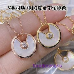 Brand women's Carter Necklace for sale online shop V gold material amulet rose white fritillaria plated with 18k real red pendant With Original Box