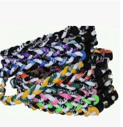 100pcs titanium 3 ropes braided necklace baseball football many colors ship random4199231