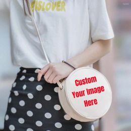 Evening Bags Custom Round Bag 3D Your Pattern Drop Canvas Women Mini Handbags Shoulder Tote Crossbody For Mom Girlfriend Gifts