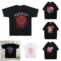 Men T-shirts Pink Young Thug Sp5der 555555 Printed Spider Web Pattern Cotton H2y Style Short Sleeves Top Tees Hip Hop Size S-xl Yc HMW8 HMW8