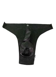 NXY Briefs and Panties Latex Male String Underwear Black Rubber G with Cock Ball Sheath Fetish Erotic 11262680153