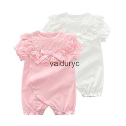 Pullover Cotton Baby Girl Romper Bow Lace Newborn Baby Rompers Girls Princess Party New Born Baby Clothes First Birthday Baby Jumpsuit H240508