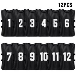 Balls 6/12 Pcs Adts Soccer Pinnies Quick Drying Football Team Jerseys Sports Training Numbered Bibs Practice Vest Drop Delivery Dhdak