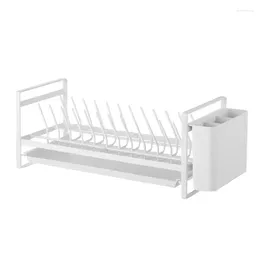Kitchen Storage Plate Rack Dish Cabinet Drying Drainer With Utensil Holder For Bakeware Counter