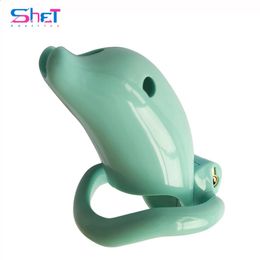 SHET Plastic Male Chastity Devices Cock Cage For Men Breathable Penis Ring With 4size Lock Dolphin Shape Sex Products 240117