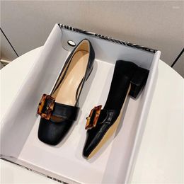 Dress Shoes Luxury Designer Women Sandals Simple Round Toe High Heels Square Button Decorate Summer 2024 Pumps Party Stilettos