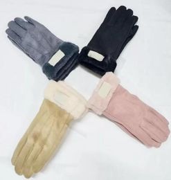 Whole Designer Brand Letter Printing High Quality Fur Style Gloves for Mens Womens Winter Outdoor Thicken Warm Cashmere Five F9049849