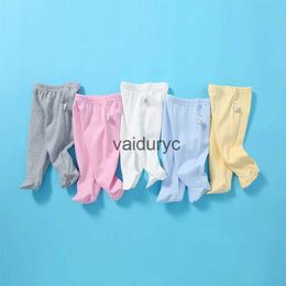 Trousers Lawadka 0-12M Spring Autumn Cotton Newborn Baby Boy Girl Pants Solid Wrap Foot Long Trousers Casual Baby Leggings For Girls Boys H240508