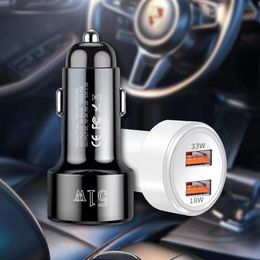 51W Super Fast Charger Dual USB QC3.0 Quick Charging Car Charger Power Adapter For Samsung S24 S23 IPhone 15 14 Xiaomi