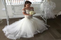 Lovely Mermaid Tulle Flower Girl Dresses Spaghetti Strap Lace Button Back Kids Pageant Dresses Robe fille fleur HD0203634749