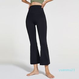 Women Yoga Flared Pants Summer Ladies High Waist Slim Fit Belly Bell-bottom Trousers Shows Legs Long Yoga