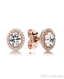 Genuine 18K Rose gold Classic Elegance Stud Earrings Original Box for 925 Sterling Silver Round Sparkle luxury designer stud earrings5184817