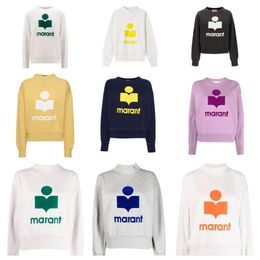 Isabel Marants Designer Sweatshirt Klasik Mektup Pamuk Baskı Yüksek Yaka Jumper Kadın Gevşek Kazak Hoodie Moda Sweater