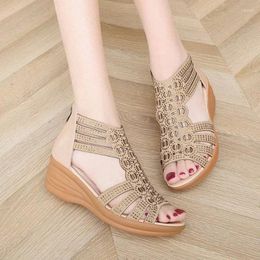 Sandals Casual Low Heel For Women Fashion Summer Solid Rubber One-line Buckle Ladies Shoes Slip-on Open Toe Women's